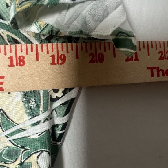 One World Plus Size 1X Embellished Tunic Top Lattice Back Boho Green White - Picture 5 of 5